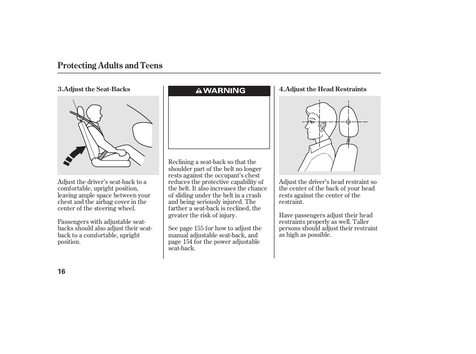 Protecting adults and teens | HONDA 2012 Pilot User Manual | Page 24 / 682