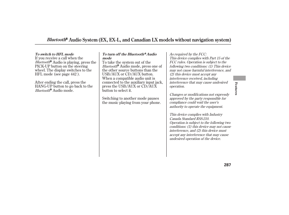 HONDA 2012 Pilot User Manual | Page 295 / 682