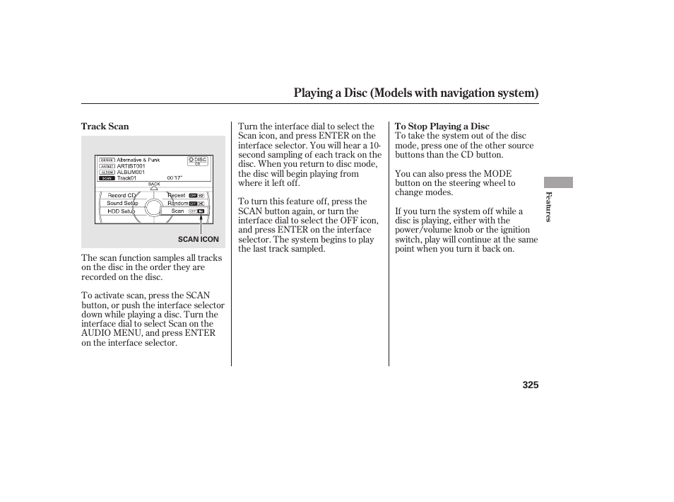 Playing a disc (models with navigation system) | HONDA 2012 Pilot User Manual | Page 333 / 682