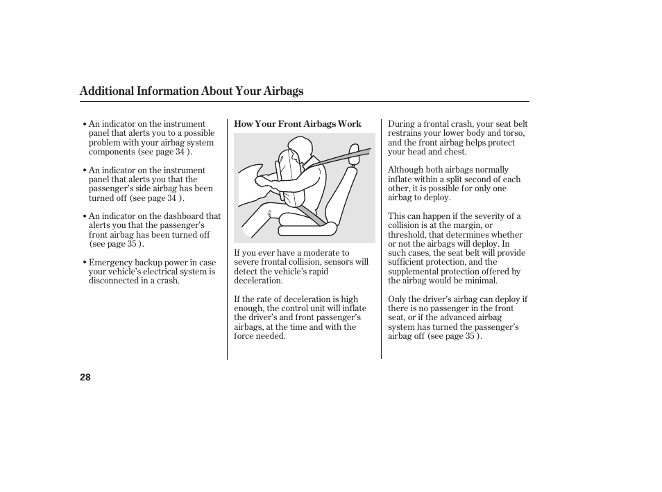 Additional information about your airbags | HONDA 2012 Pilot User Manual | Page 36 / 682