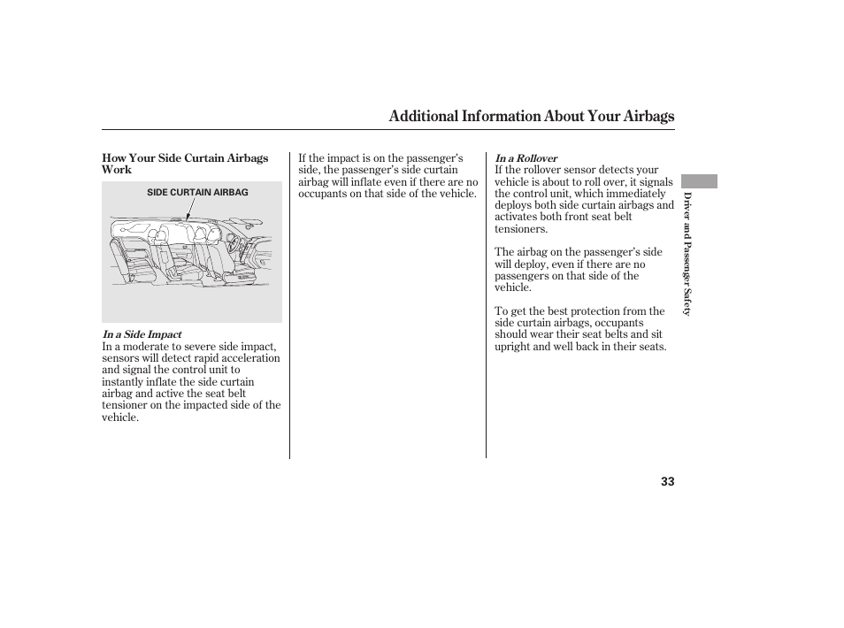 Additional information about your airbags | HONDA 2012 Pilot User Manual | Page 41 / 682