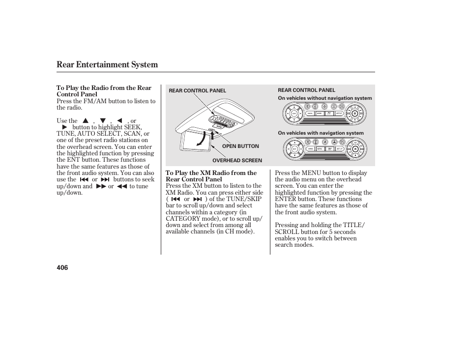 Rear entertainment system | HONDA 2012 Pilot User Manual | Page 414 / 682