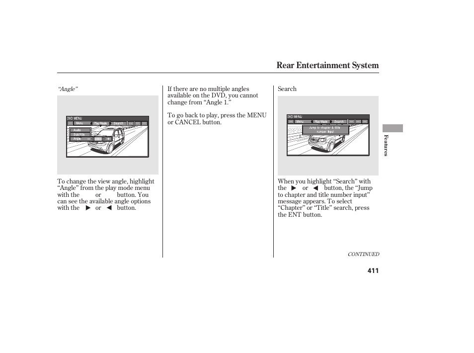 Rear entertainment system | HONDA 2012 Pilot User Manual | Page 419 / 682