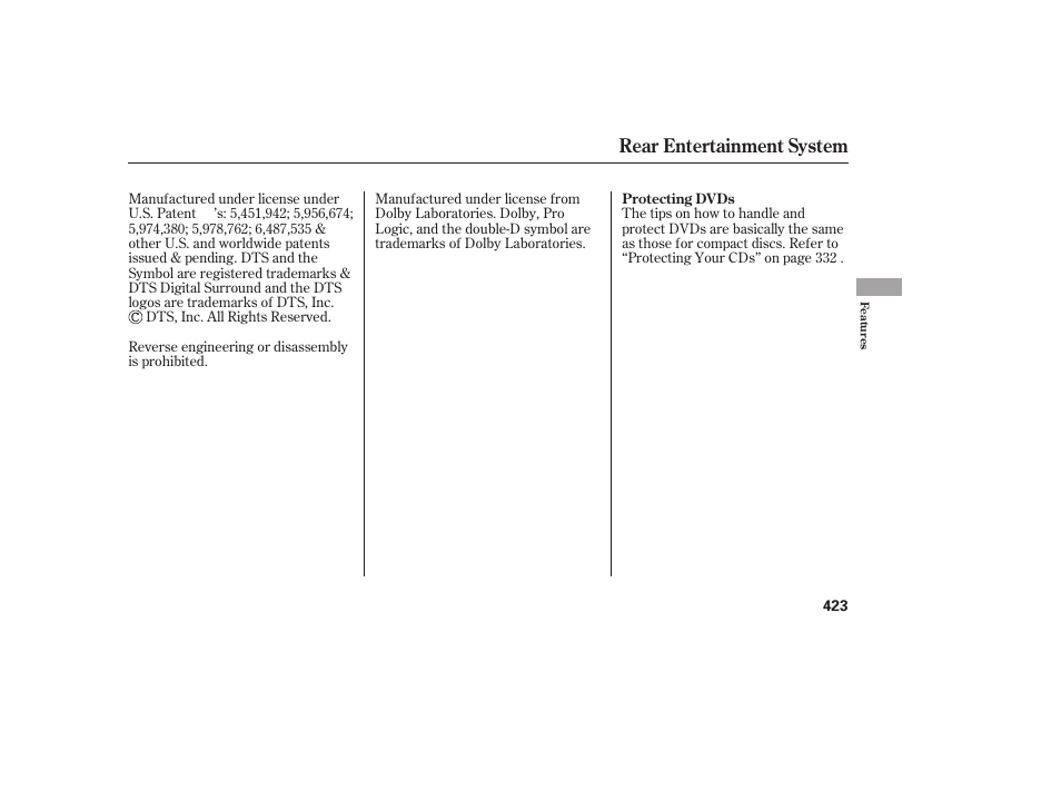 Rear entertainment system | HONDA 2012 Pilot User Manual | Page 431 / 682