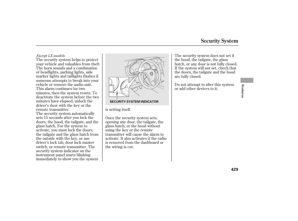 Security system | HONDA 2012 Pilot User Manual | Page 437 / 682
