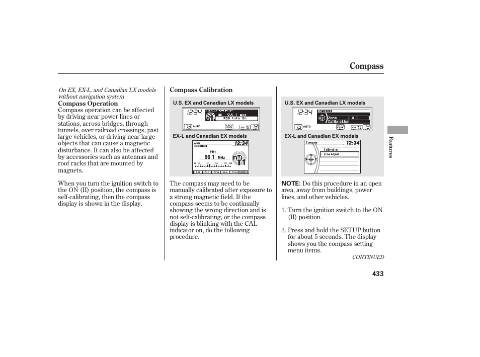 Compass | HONDA 2012 Pilot User Manual | Page 441 / 682