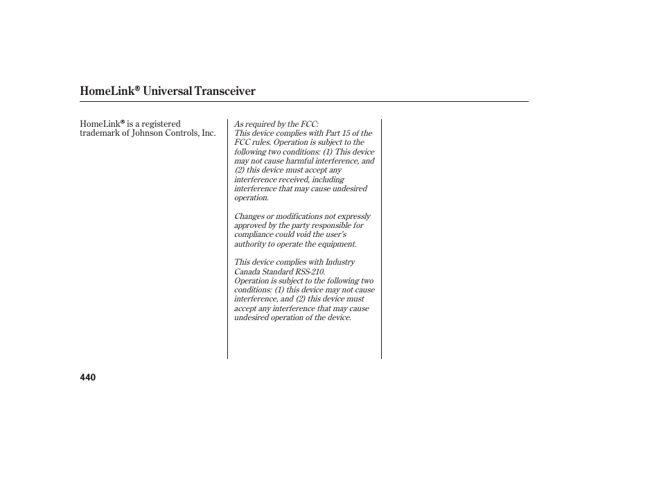 Homelink universal transceiver | HONDA 2012 Pilot User Manual | Page 448 / 682