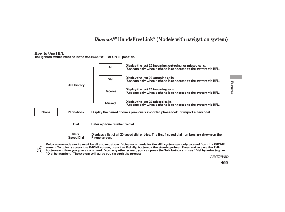 Handsfreelink (models with navigation system), Bluetooth | HONDA 2012 Pilot User Manual | Page 473 / 682