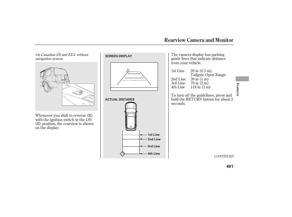 Rearview camera and monitor | HONDA 2012 Pilot User Manual | Page 499 / 682