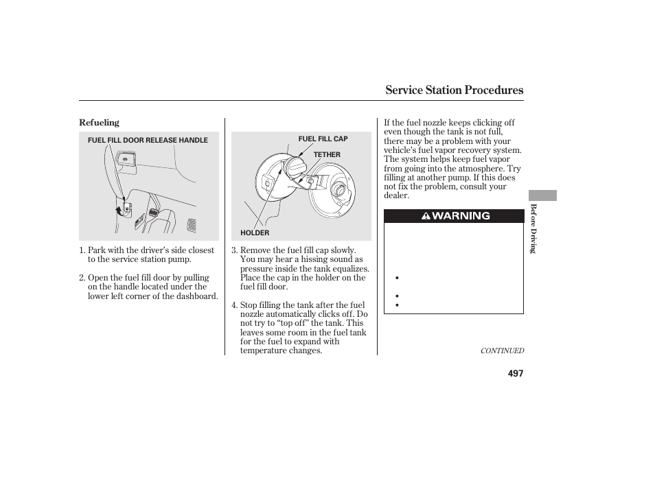Service station procedures | HONDA 2012 Pilot User Manual | Page 505 / 682
