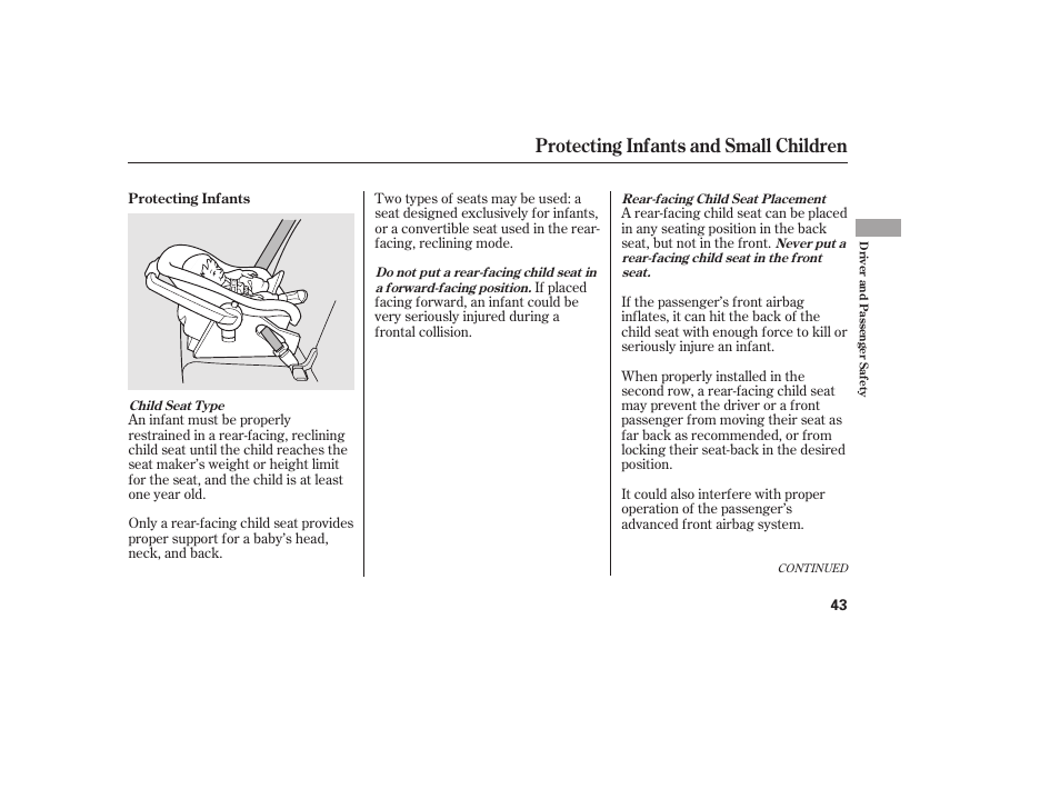 Protecting infants and small children | HONDA 2012 Pilot User Manual | Page 51 / 682