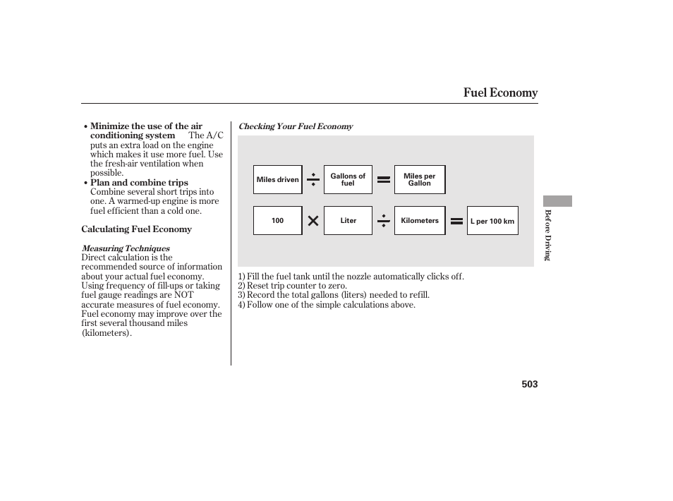 Fuel economy | HONDA 2012 Pilot User Manual | Page 511 / 682