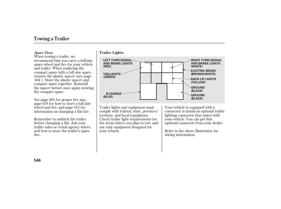 Towing a trailer | HONDA 2012 Pilot User Manual | Page 554 / 682