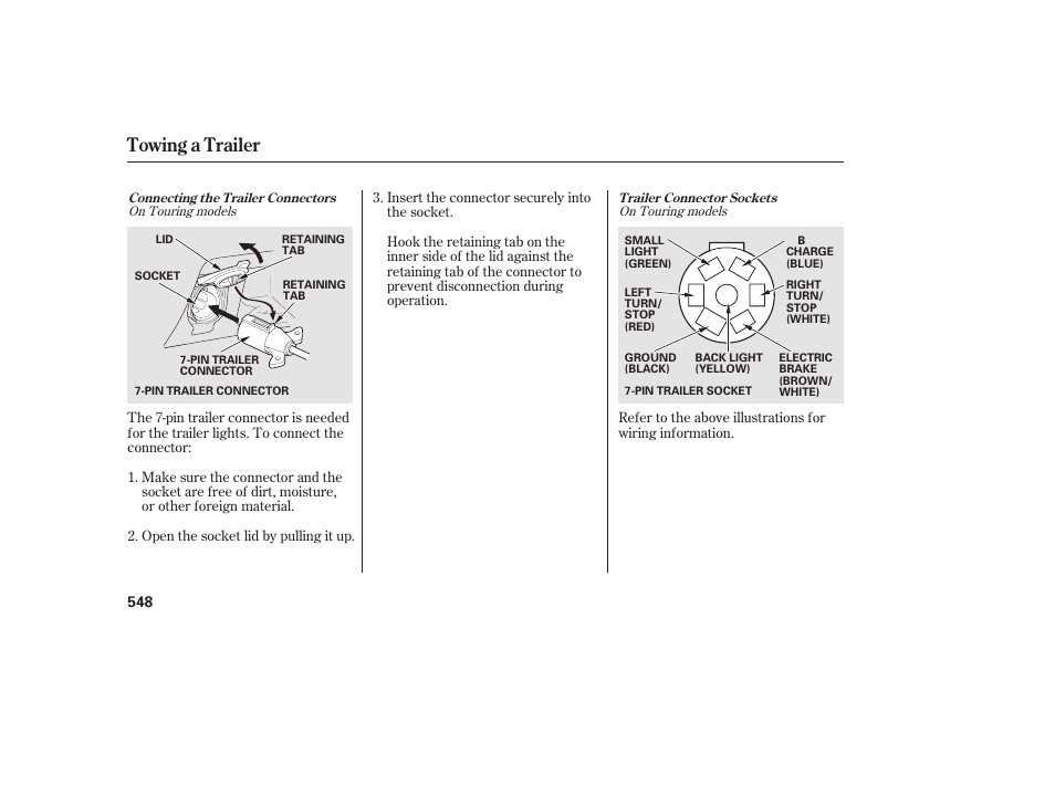 Towing a trailer | HONDA 2012 Pilot User Manual | Page 556 / 682