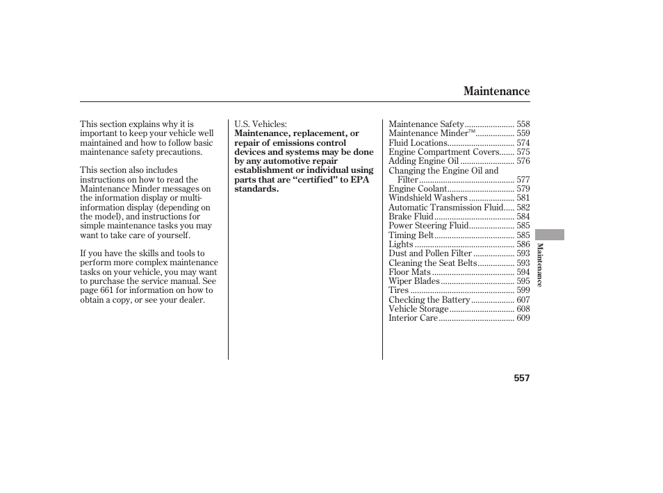 Maintenance | HONDA 2012 Pilot User Manual | Page 565 / 682