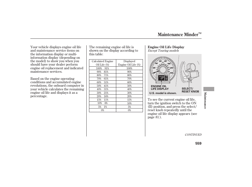 Maintenance minder | HONDA 2012 Pilot User Manual | Page 567 / 682