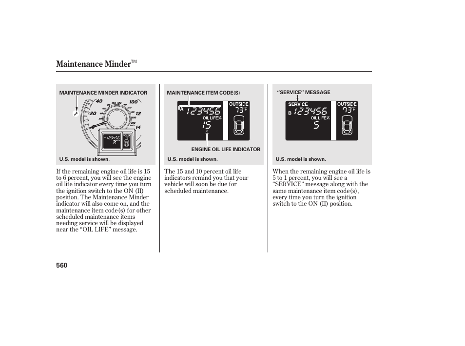 Maintenance minder | HONDA 2012 Pilot User Manual | Page 568 / 682