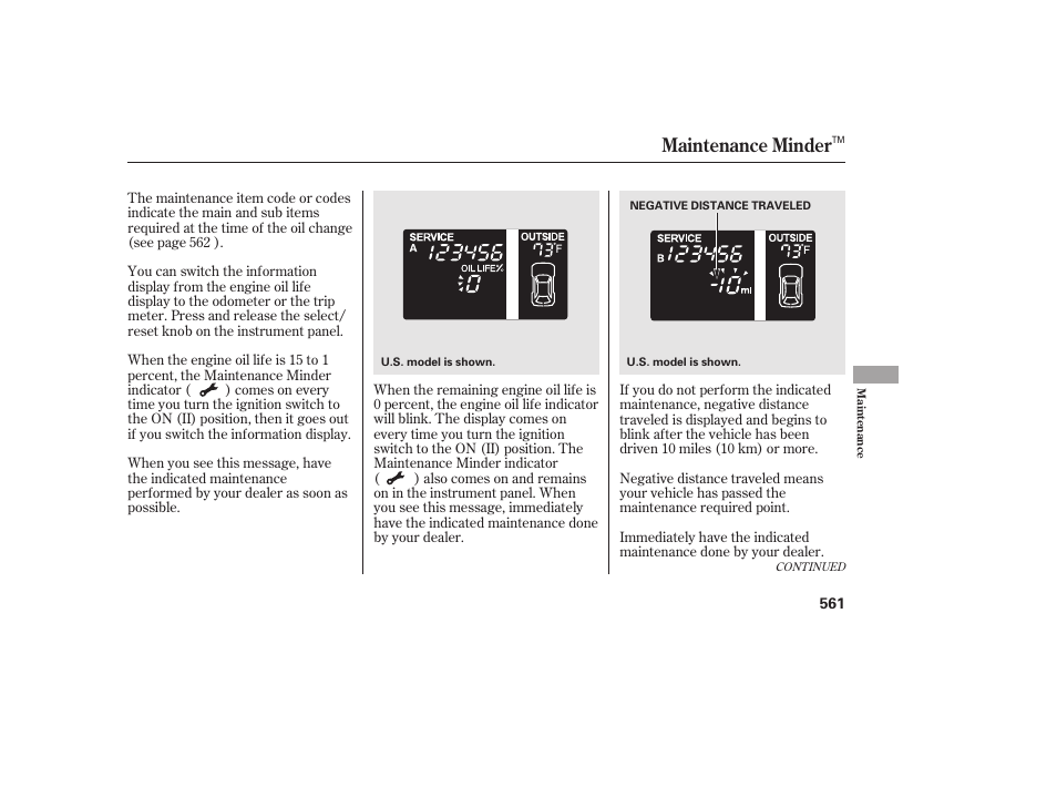 Maintenance minder | HONDA 2012 Pilot User Manual | Page 569 / 682