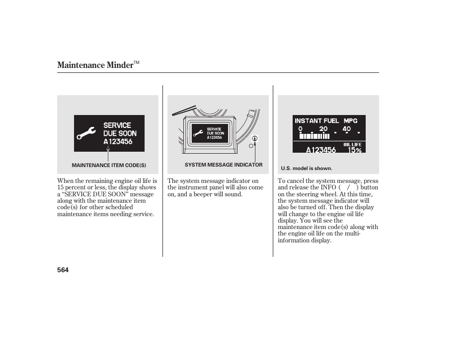 Maintenance minder | HONDA 2012 Pilot User Manual | Page 572 / 682