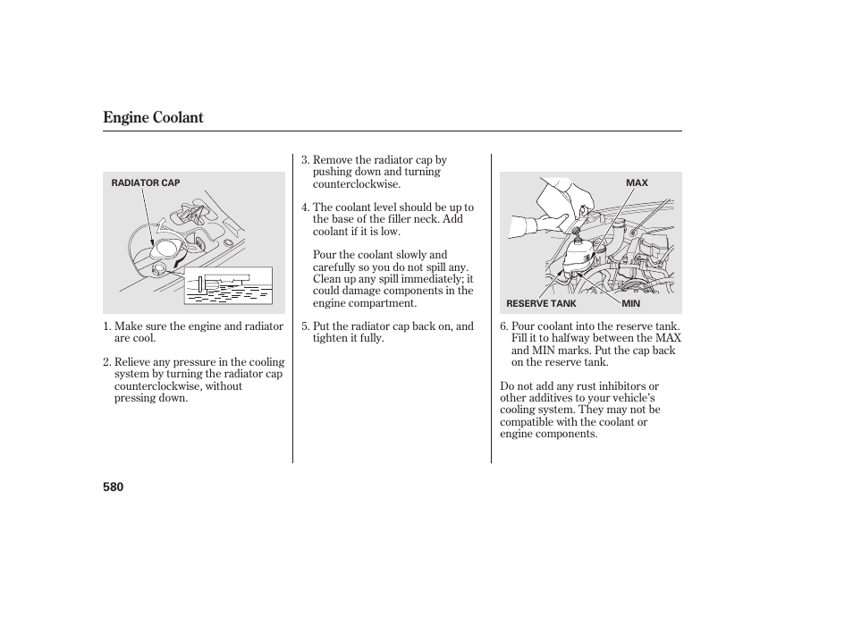 Engine coolant | HONDA 2012 Pilot User Manual | Page 588 / 682