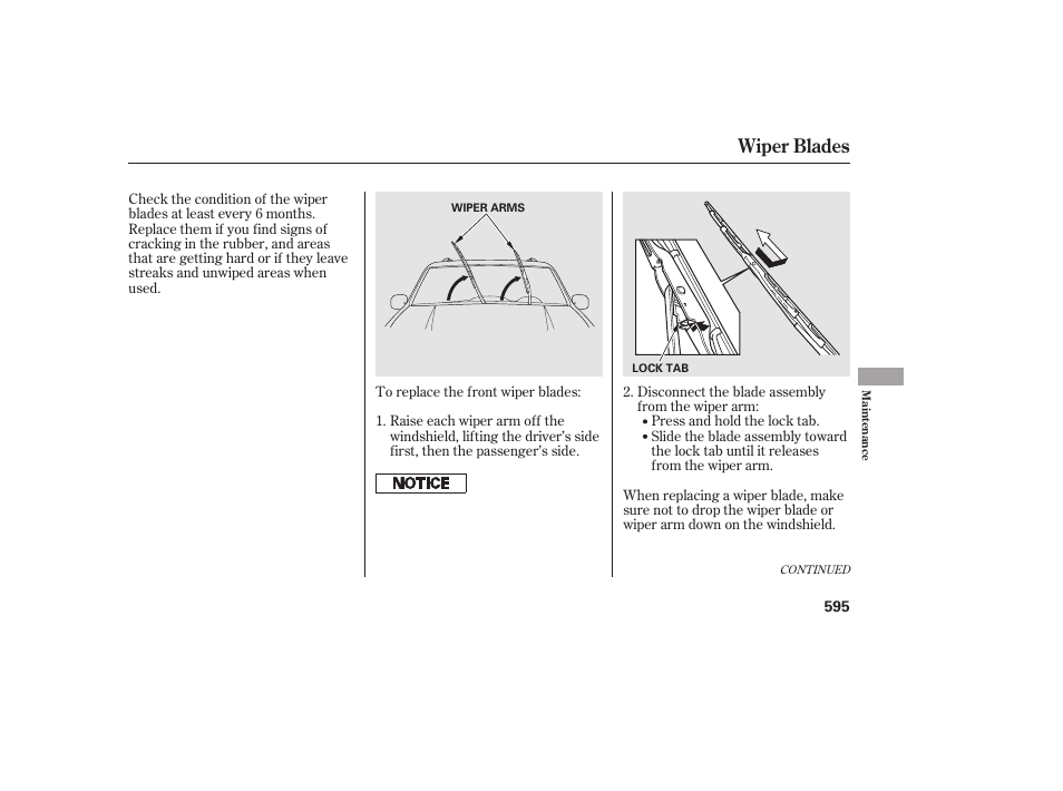 Wiper blades | HONDA 2012 Pilot User Manual | Page 603 / 682