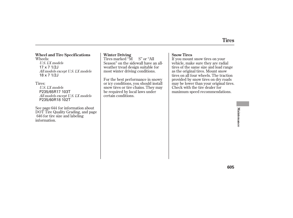 Tires | HONDA 2012 Pilot User Manual | Page 613 / 682