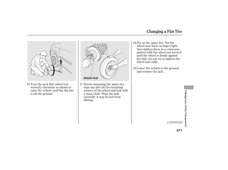 Changing a flat tire | HONDA 2012 Pilot User Manual | Page 625 / 682