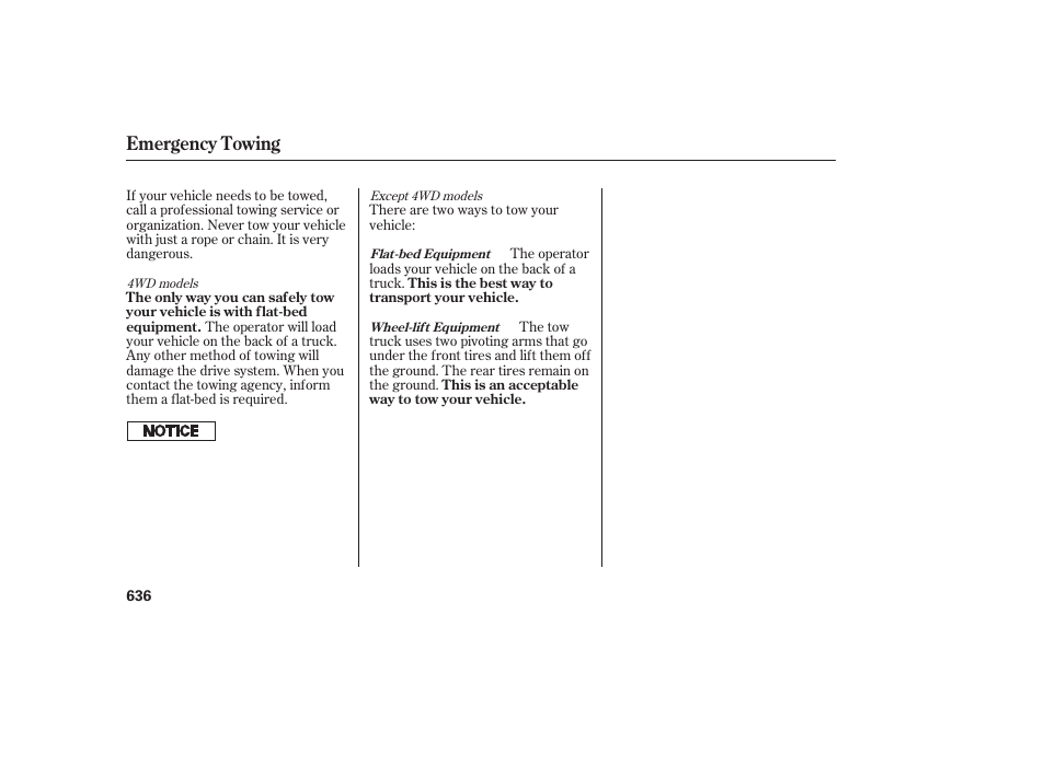 Emergency towing | HONDA 2012 Pilot User Manual | Page 644 / 682