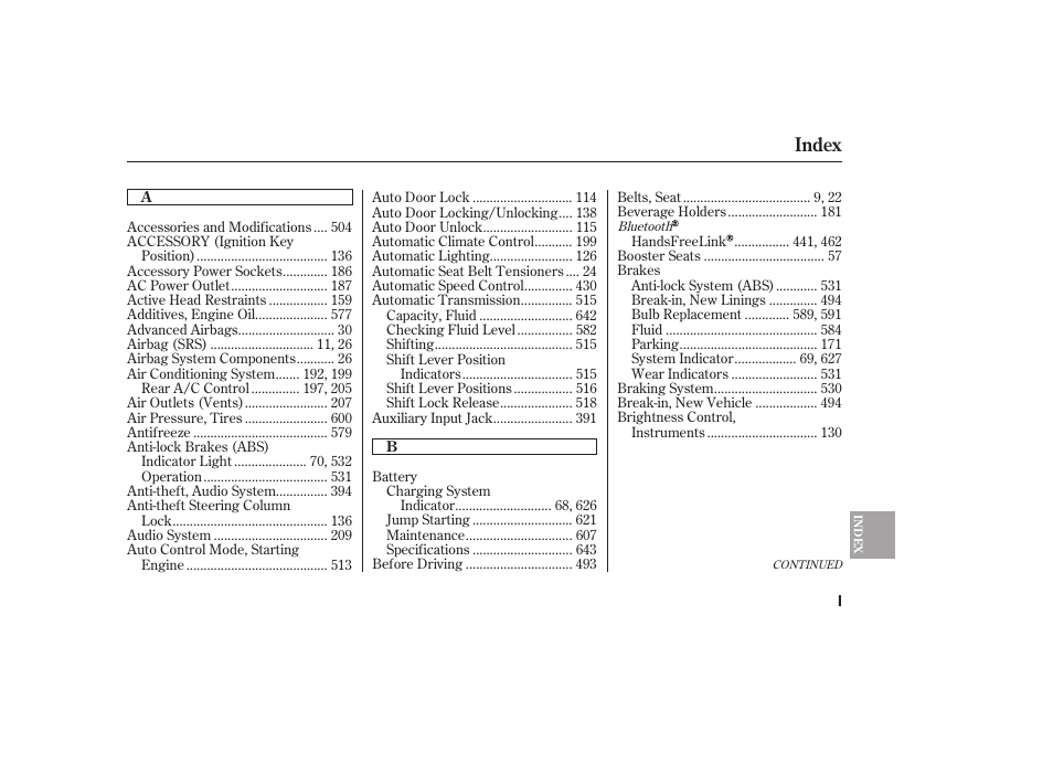 Index | HONDA 2012 Pilot User Manual | Page 671 / 682
