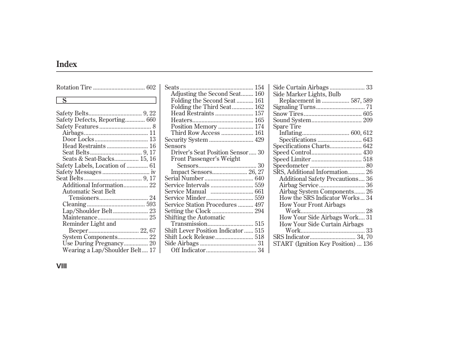 Index | HONDA 2012 Pilot User Manual | Page 678 / 682