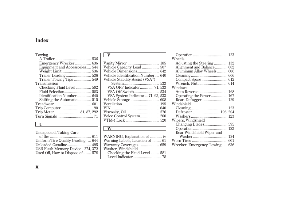 Index | HONDA 2012 Pilot User Manual | Page 680 / 682