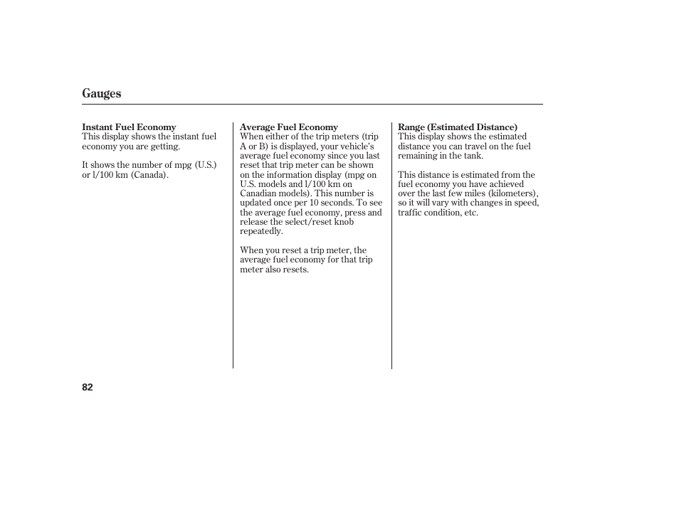 Gauges | HONDA 2012 Pilot User Manual | Page 90 / 682