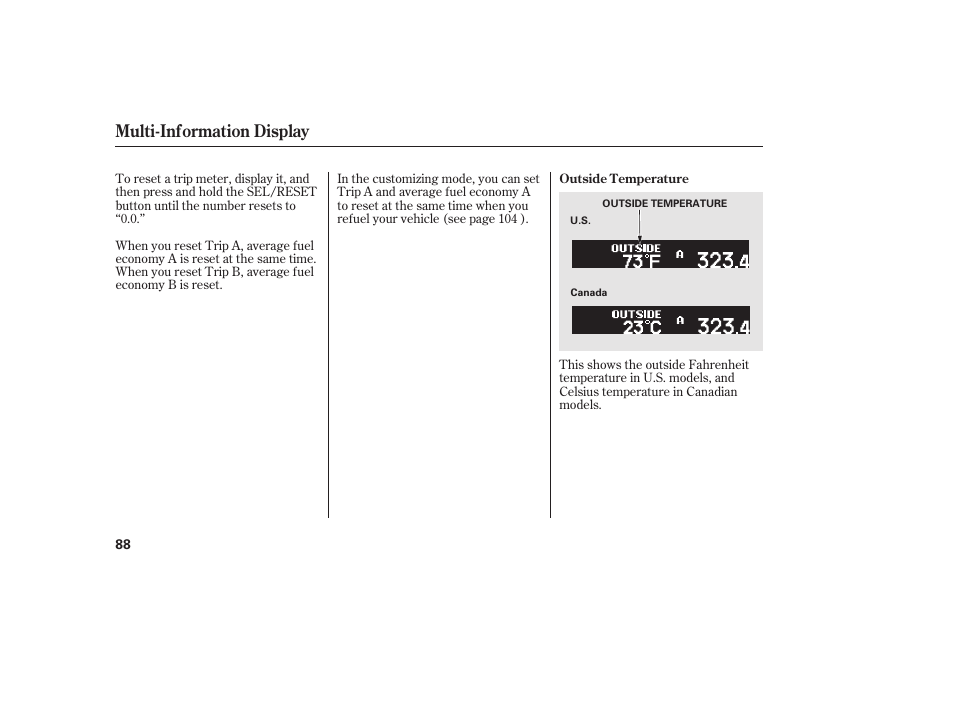 Multi-information display | HONDA 2012 Pilot User Manual | Page 96 / 682