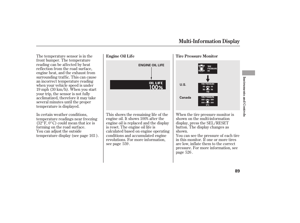 Multi-information display | HONDA 2012 Pilot User Manual | Page 97 / 682