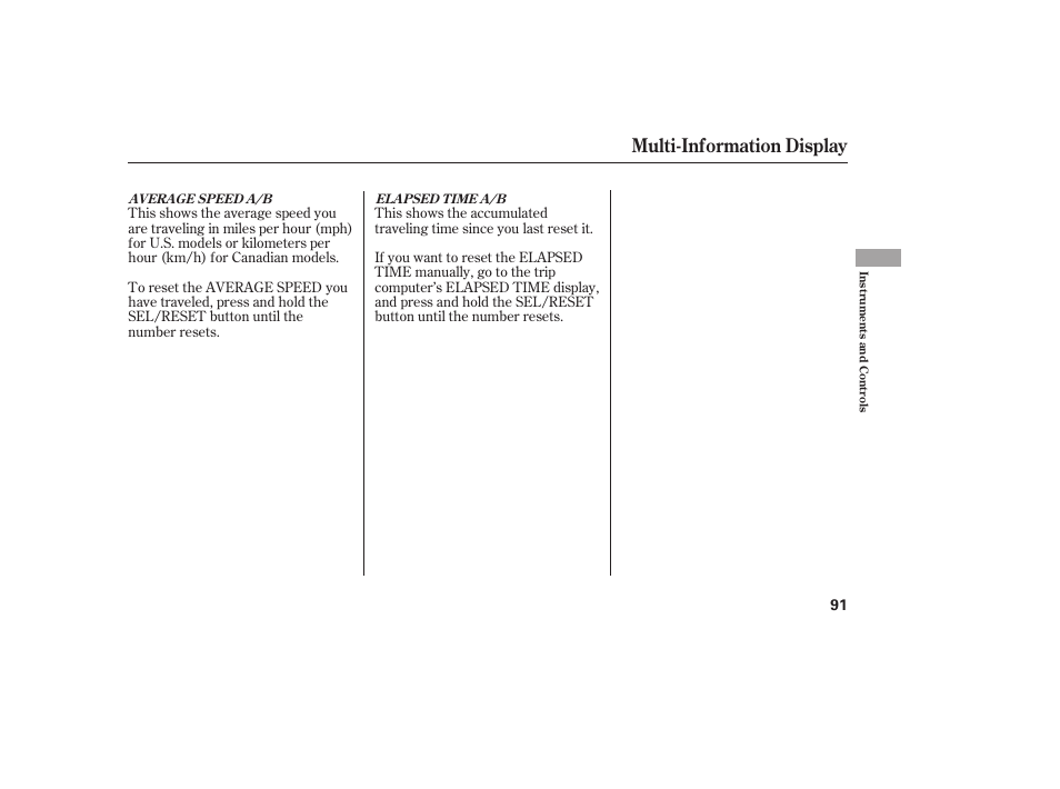 Multi-information display | HONDA 2012 Pilot User Manual | Page 99 / 682