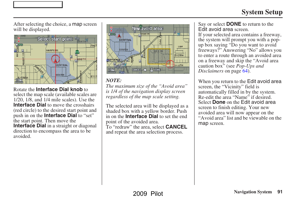 System setup, 2009 pilot | HONDA 2009 Pilot Navigation User Manual | Page 91 / 156