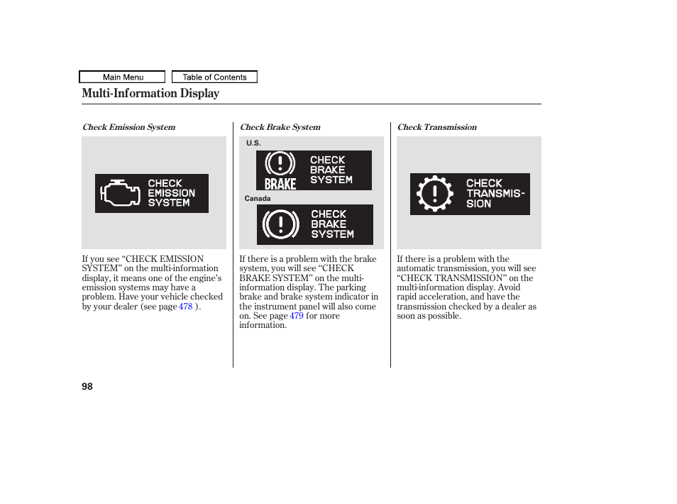 Multi-information display | HONDA 2010 Odyssey User Manual | Page 101 / 526