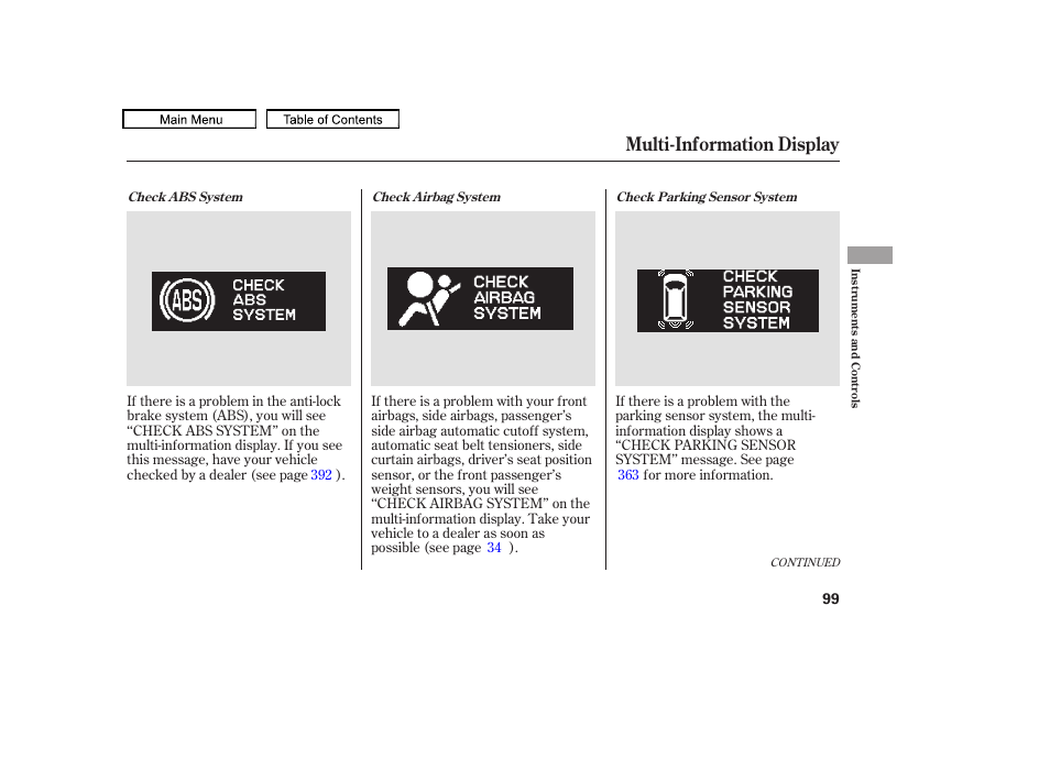 Multi-information display, 2010 odyssey | HONDA 2010 Odyssey User Manual | Page 102 / 526