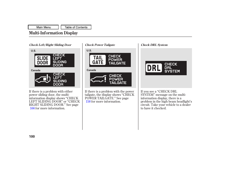 Multi-information display | HONDA 2010 Odyssey User Manual | Page 103 / 526
