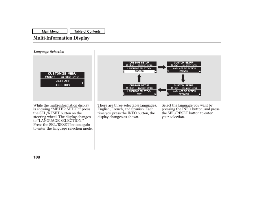 Multi-information display | HONDA 2010 Odyssey User Manual | Page 111 / 526