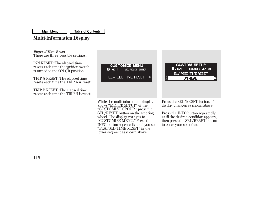 Multi-information display | HONDA 2010 Odyssey User Manual | Page 117 / 526