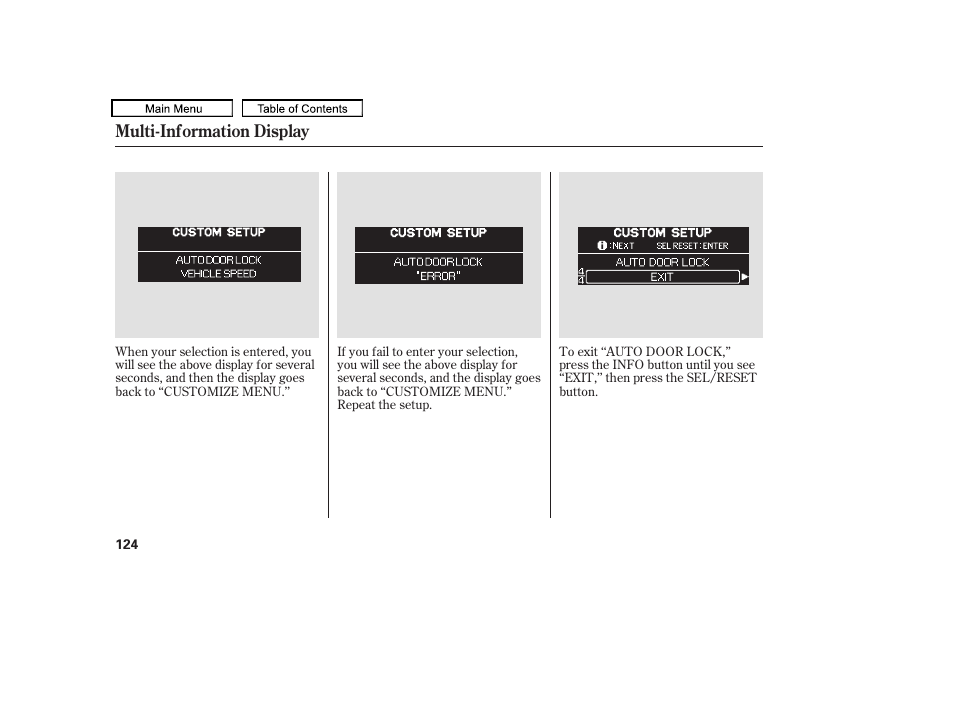 Multi-information display | HONDA 2010 Odyssey User Manual | Page 127 / 526