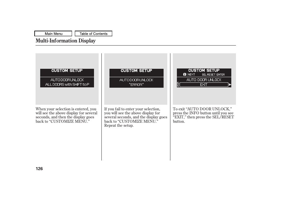 Multi-information display | HONDA 2010 Odyssey User Manual | Page 129 / 526