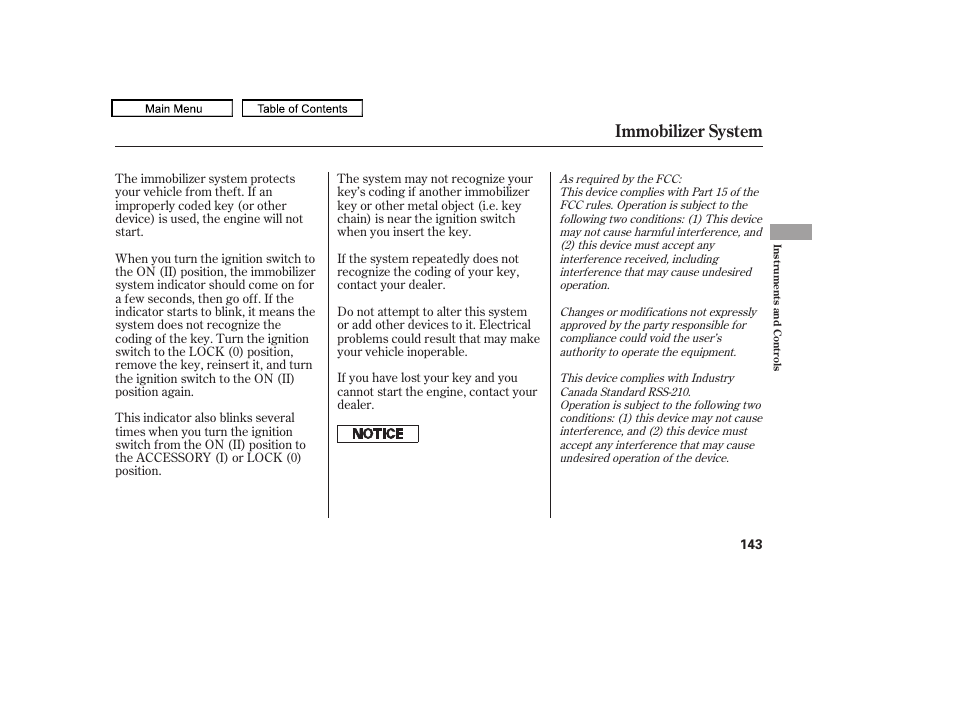 Immobilizer system, 2010 odyssey | HONDA 2010 Odyssey User Manual | Page 146 / 526