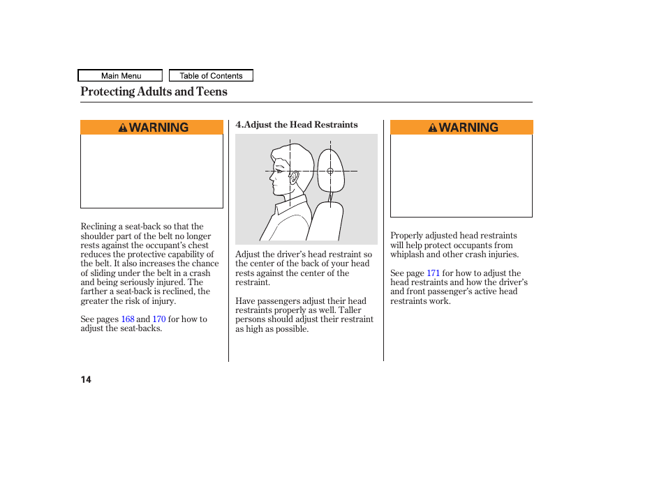 Protecting adults and teens | HONDA 2010 Odyssey User Manual | Page 17 / 526