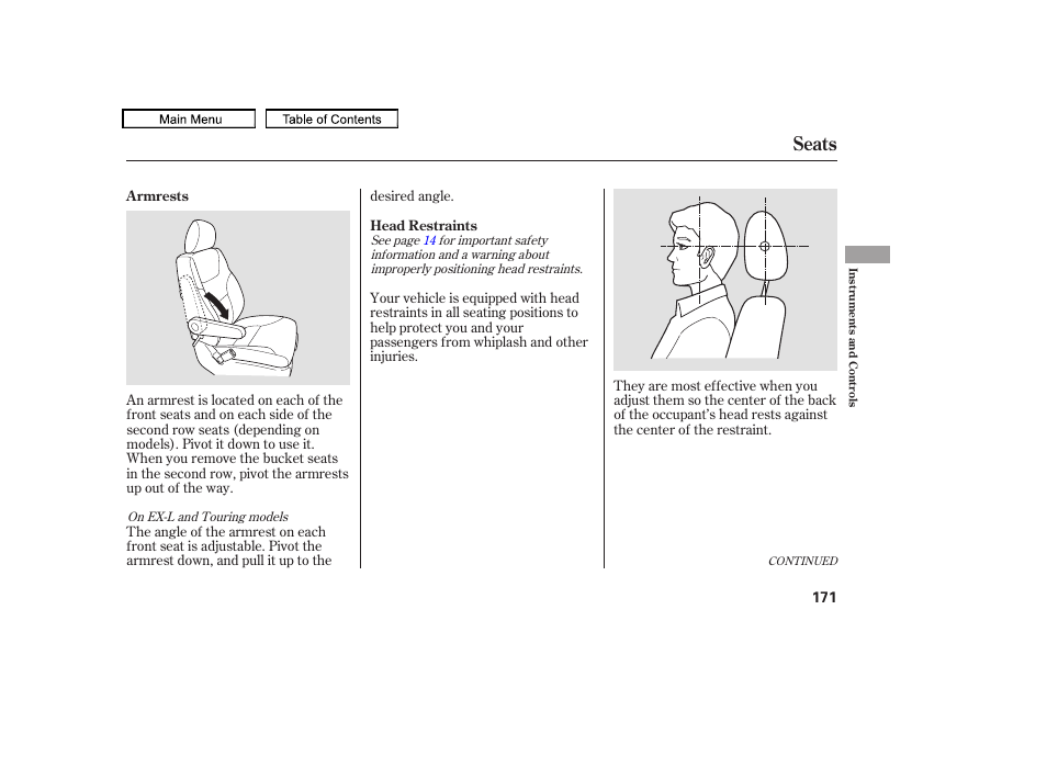 Seats, 2010 odyssey | HONDA 2010 Odyssey User Manual | Page 174 / 526