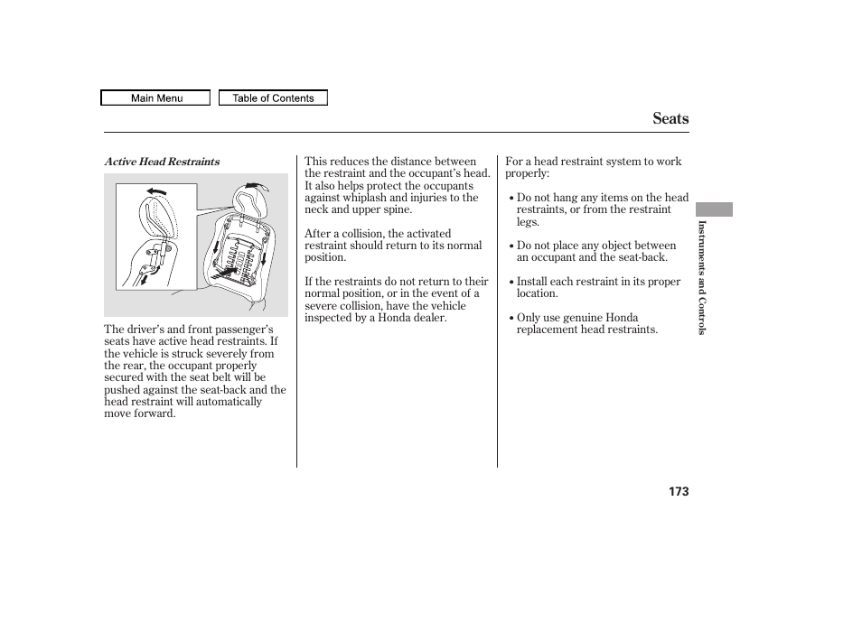 Seats, 2010 odyssey | HONDA 2010 Odyssey User Manual | Page 176 / 526