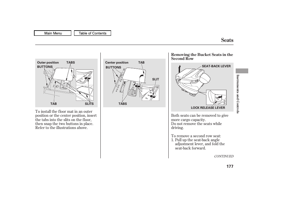 Seats, 2010 odyssey | HONDA 2010 Odyssey User Manual | Page 180 / 526