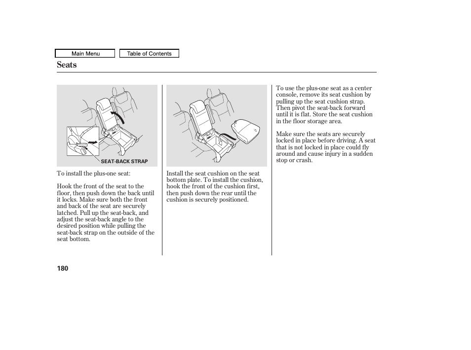 Seats | HONDA 2010 Odyssey User Manual | Page 183 / 526