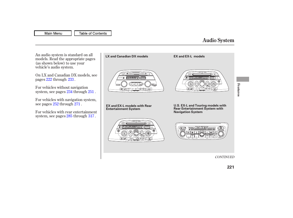 Audio system | HONDA 2010 Odyssey User Manual | Page 224 / 526